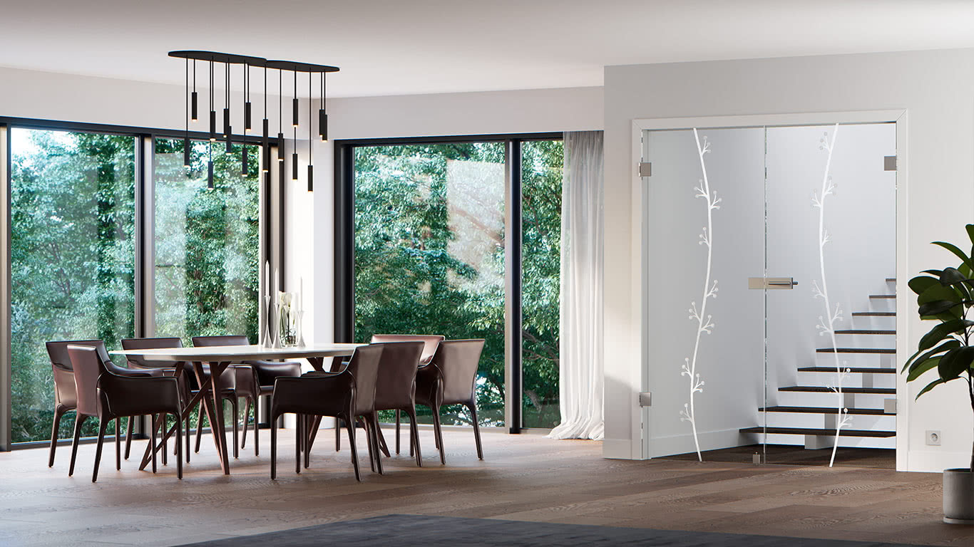 Glastüren mit Applikation