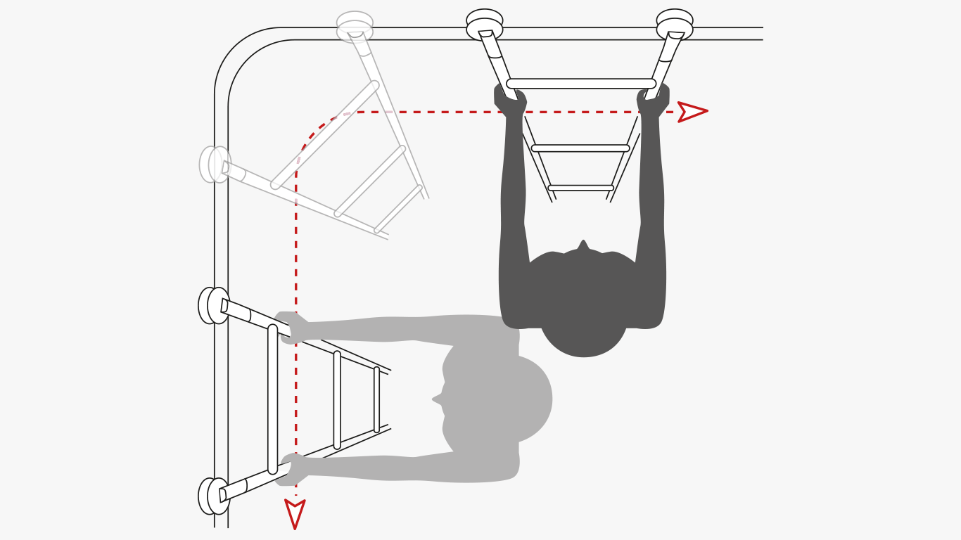 Schiebeleitern mit gebogener Laufschiene über Eck (VARIO)